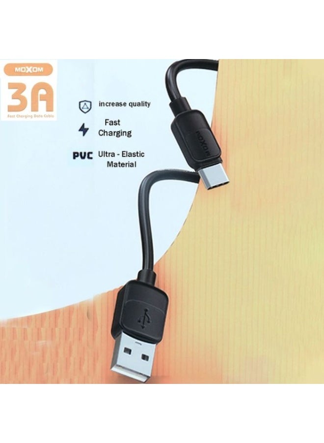 موكسوم كابل بيانات MX-CB230 للشحن السريع 3 أمبير من نوع USB إلى Type-C، بطول 1 متر - شحن ونقل بيانات عالي السرعة، مصنوع من مادة PVC مرنة ومتينة، متوافق مع جميع الهواتف الذكية التي تعمل بنظام Android، وبنوك الطاقة، وأجهزة USB-C. - Image 3